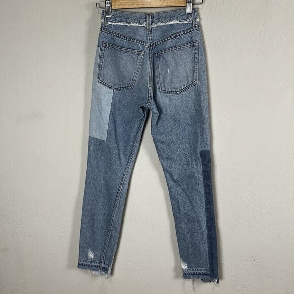 Reformation Skinny Patch Jeans Torres Wash Patchwork High Rise Size 23 - Picture 5 of 13